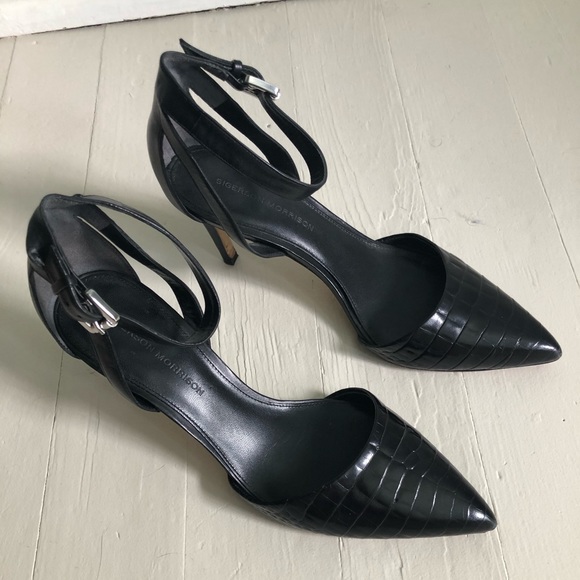 Sigerson Morrison Slingbacks, Embossed Leather, 9 - Picture 2 of 5